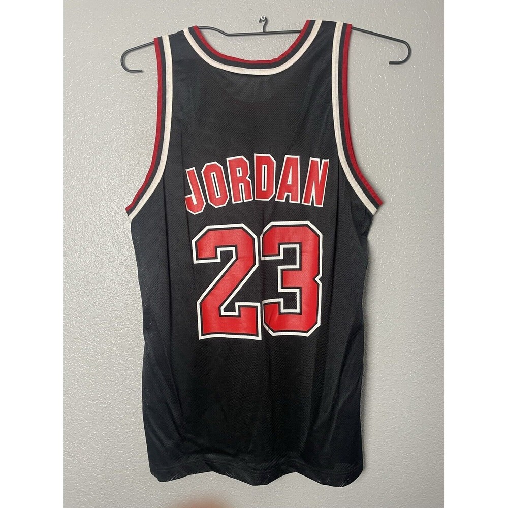 90s Rare VTG Chicago Bulls Michael Jordan Champion Jersey Black 44 XL NBA